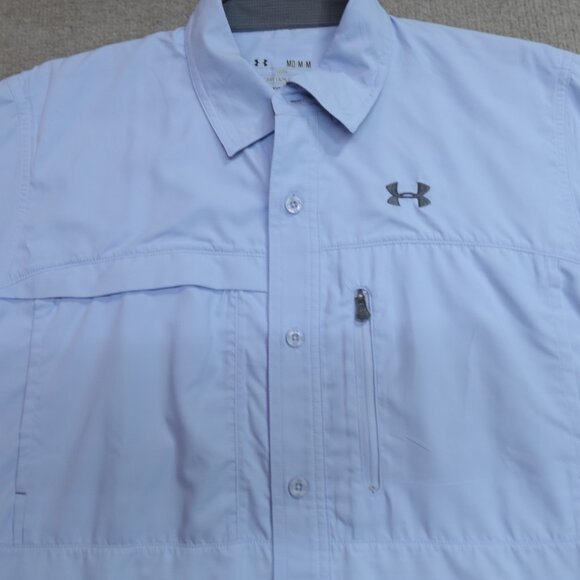 Under Armour Shirt Medium Blue Button Front Vented - Picture 1 of 9